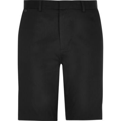 Black smart stretch knee length shorts